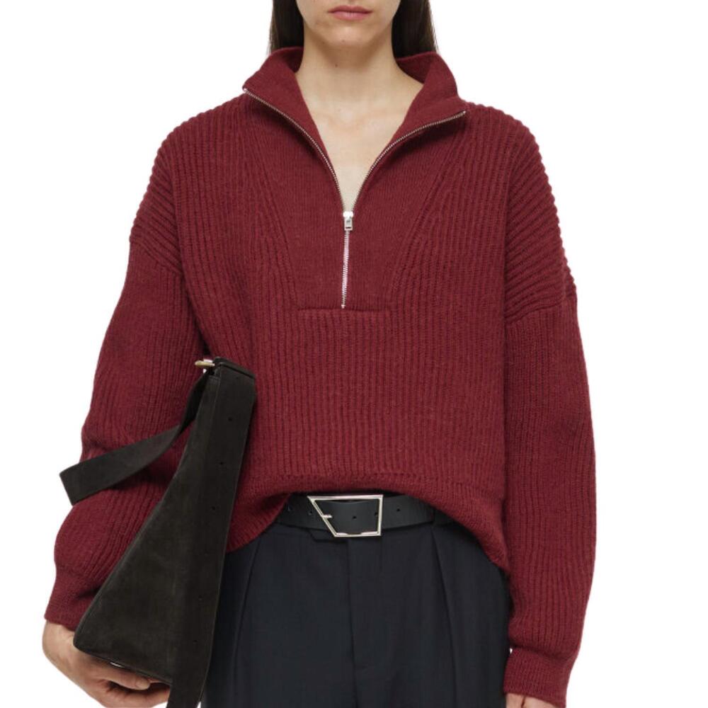 NEW CLOSED cropped troyer sweater in jam